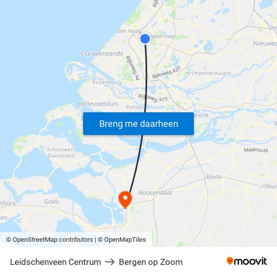 Leidschenveen Centrum to Bergen op Zoom map