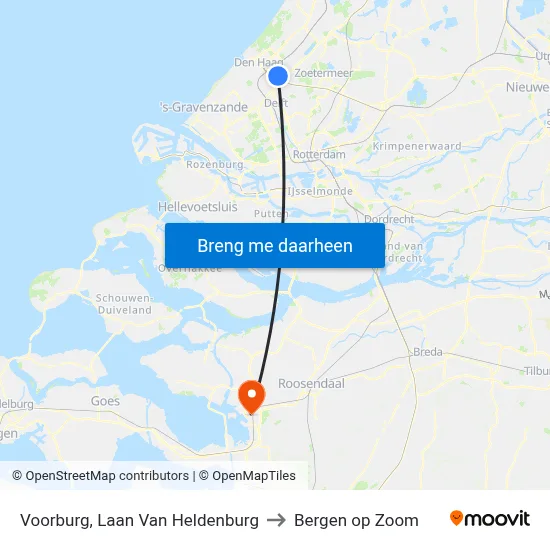 Voorburg, Laan Van Heldenburg to Bergen op Zoom map