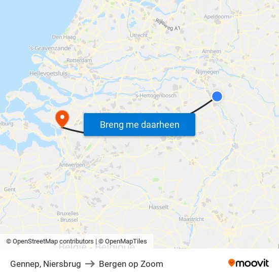 Gennep, Niersbrug to Bergen op Zoom map