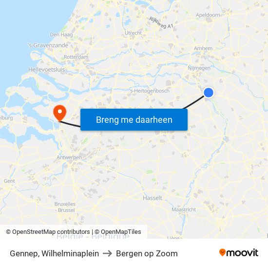Gennep, Wilhelminaplein to Bergen op Zoom map
