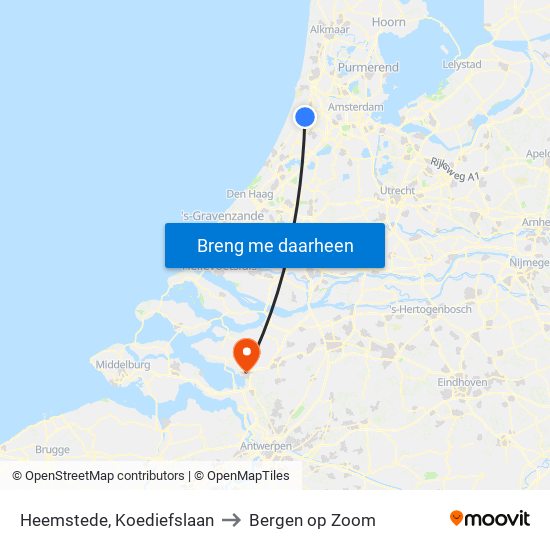 Heemstede, Koediefslaan to Bergen op Zoom map