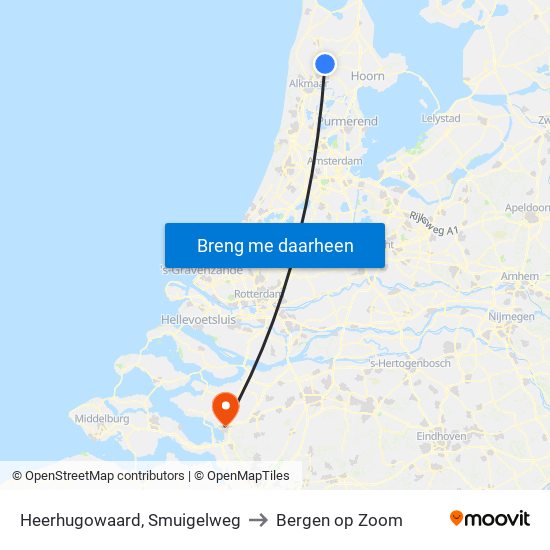 Heerhugowaard, Smuigelweg to Bergen op Zoom map