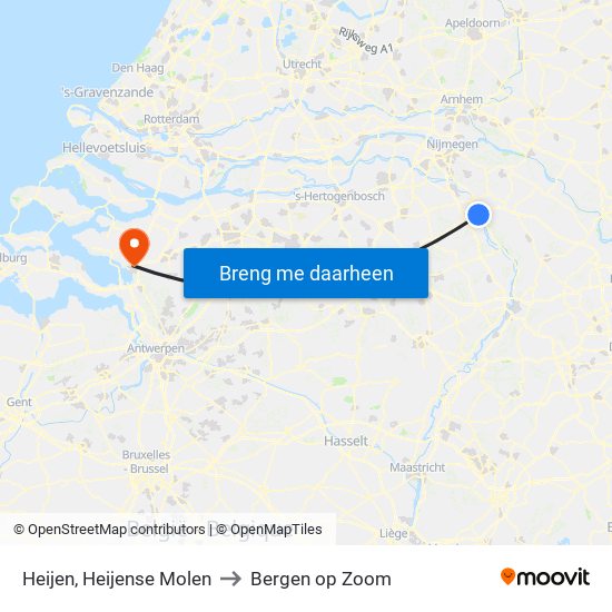 Heijen, Heijense Molen to Bergen op Zoom map