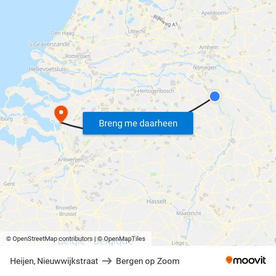Heijen, Nieuwwijkstraat to Bergen op Zoom map
