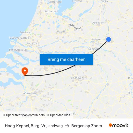 Hoog-Keppel, Burg. Vrijlandweg to Bergen op Zoom map