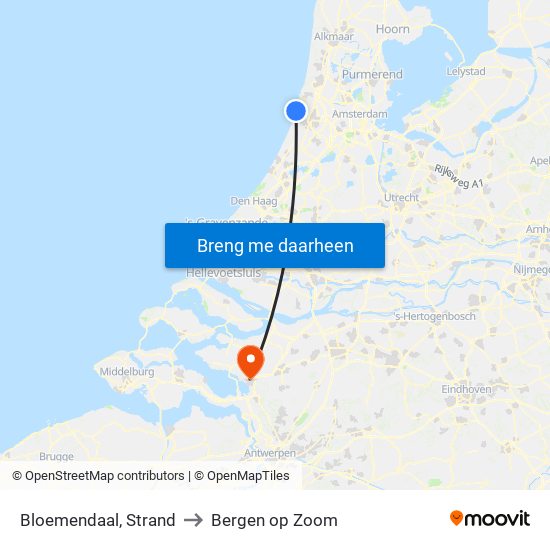Bloemendaal, Strand to Bergen op Zoom map