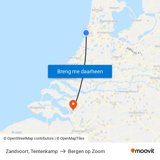 Zandvoort, Tentenkamp to Bergen op Zoom map