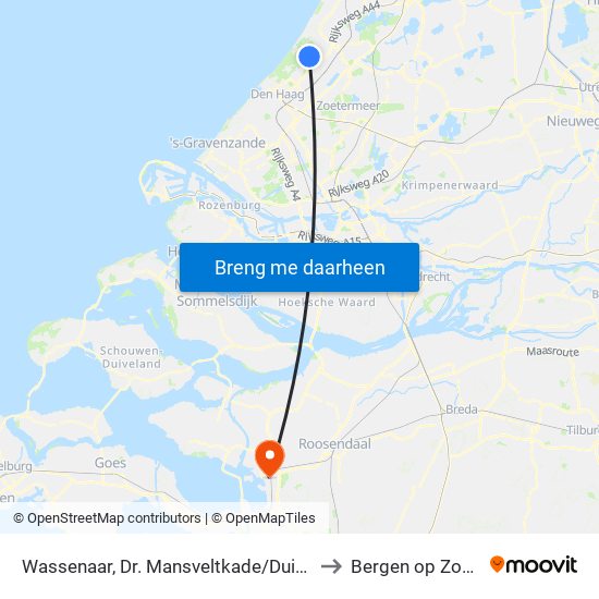 Wassenaar, Dr. Mansveltkade/Duinrell to Bergen op Zoom map