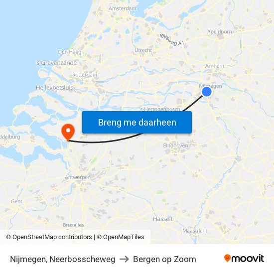 Nijmegen, Neerbosscheweg to Bergen op Zoom map