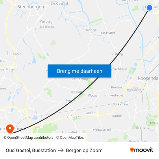 Oud Gastel, Busstation to Bergen op Zoom map