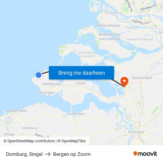 Domburg, Singel to Bergen op Zoom map