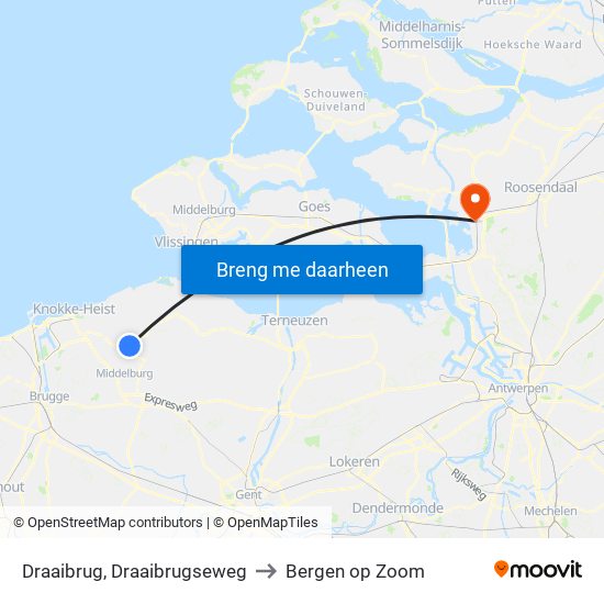 Draaibrug, Draaibrugseweg to Bergen op Zoom map