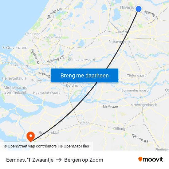 Eemnes, 'T Zwaantje to Bergen op Zoom map