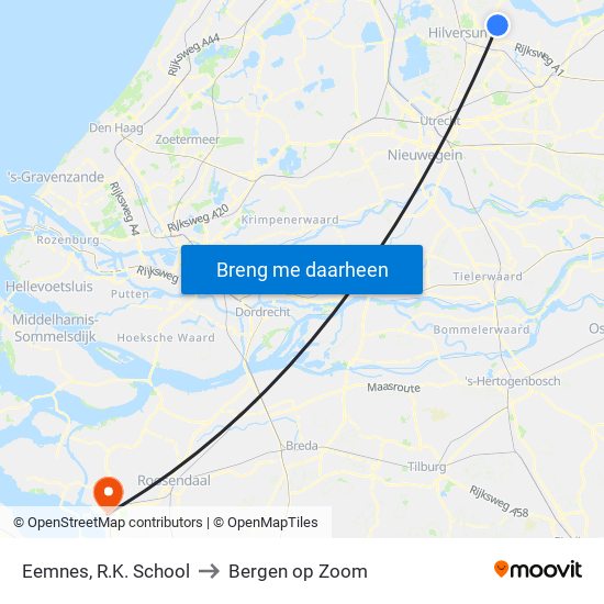 Eemnes, R.K. School to Bergen op Zoom map