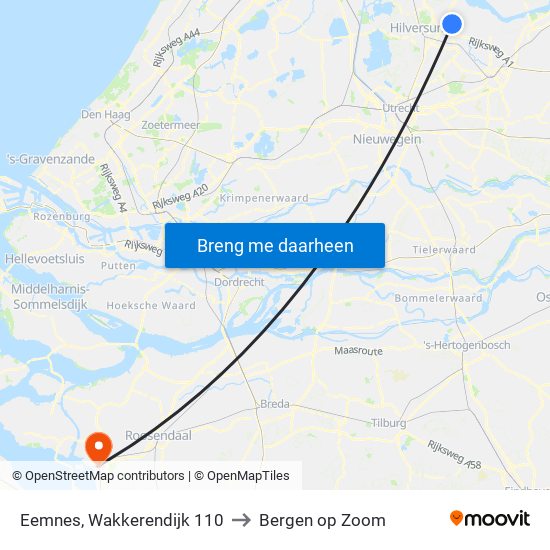 Eemnes, Wakkerendijk 110 to Bergen op Zoom map