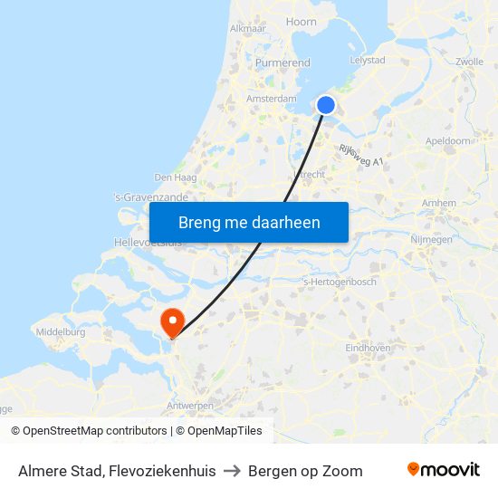 Almere Stad, Flevoziekenhuis to Bergen op Zoom map