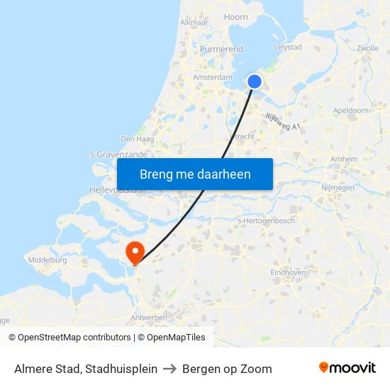Almere Stad, Stadhuisplein to Bergen op Zoom map