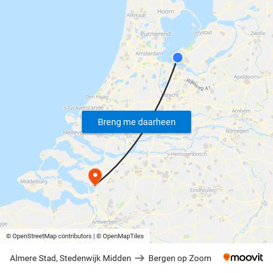 Almere Stad, Stedenwijk Midden to Bergen op Zoom map