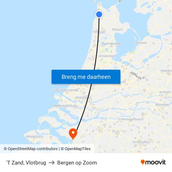 'T Zand, Vlotbrug to Bergen op Zoom map