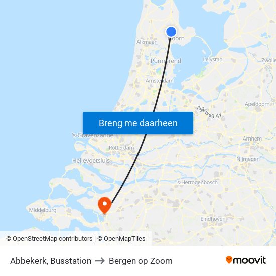 Abbekerk, Busstation to Bergen op Zoom map