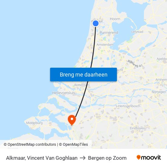 Alkmaar, Vincent Van Goghlaan to Bergen op Zoom map