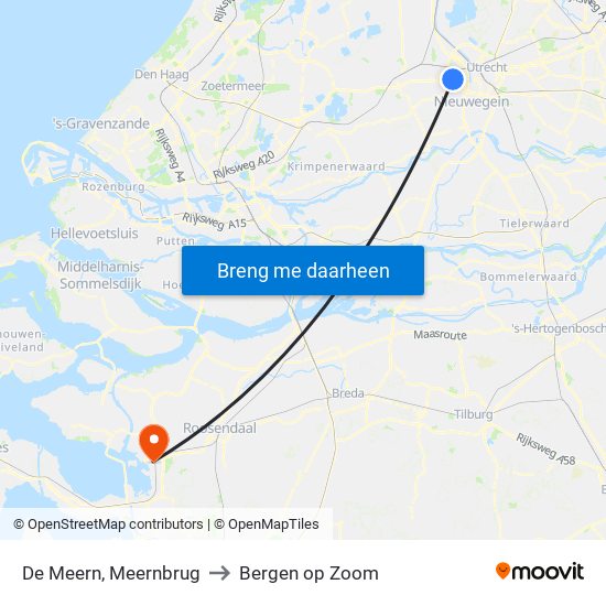 De Meern, Meernbrug to Bergen op Zoom map