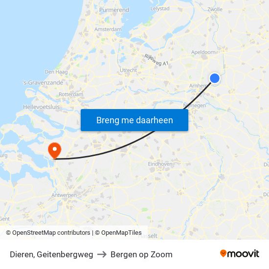 Dieren, Geitenbergweg to Bergen op Zoom map