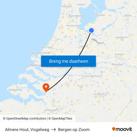 Almere Hout, Vogelweg to Bergen op Zoom map