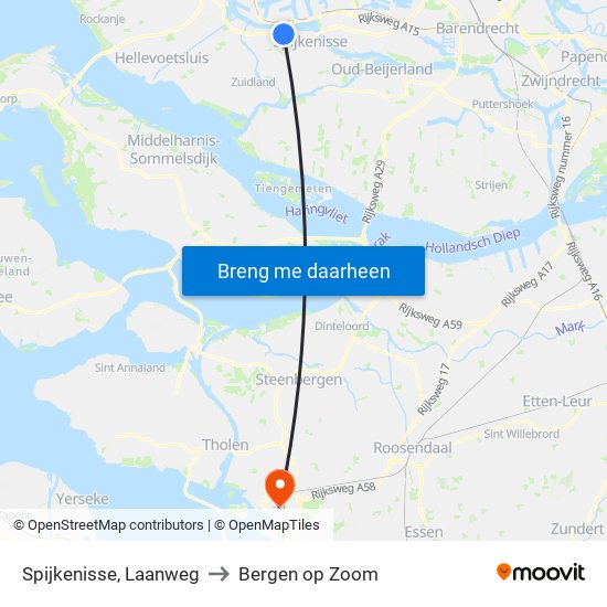 Spijkenisse, Laanweg to Bergen op Zoom map