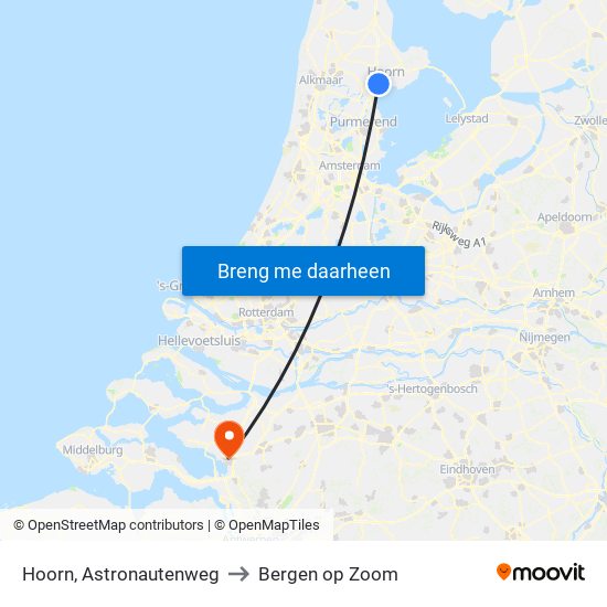 Hoorn, Astronautenweg to Bergen op Zoom map