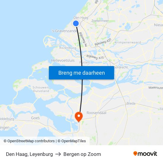 Den Haag, Leyenburg to Bergen op Zoom map