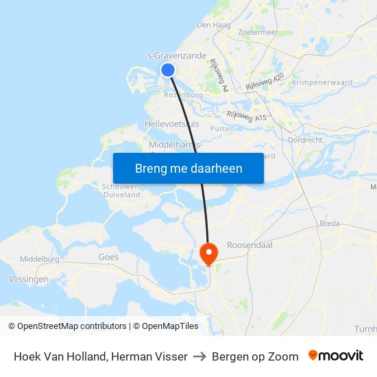 Hoek Van Holland, Herman Visser to Bergen op Zoom map