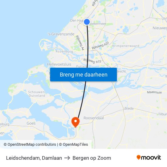 Leidschendam, Damlaan to Bergen op Zoom map