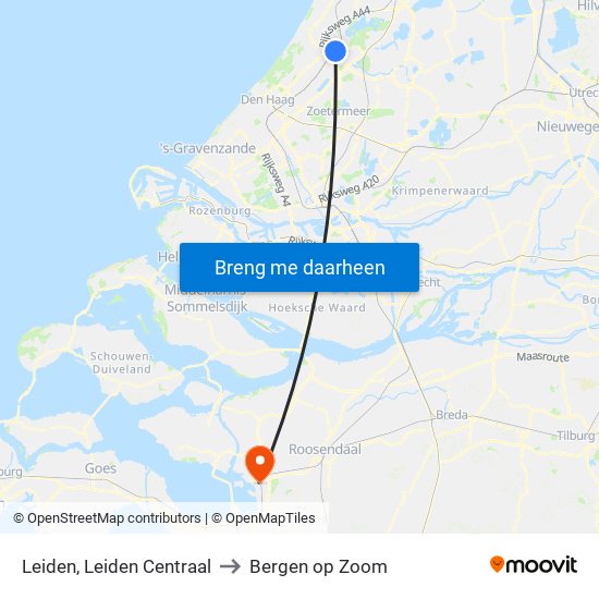 Leiden, Leiden Centraal to Bergen op Zoom map