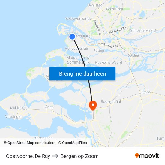Oostvoorne, De Ruy to Bergen op Zoom map