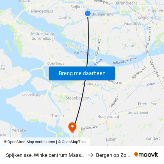 Spijkenisse, Winkelcentrum Maaswijk to Bergen op Zoom map