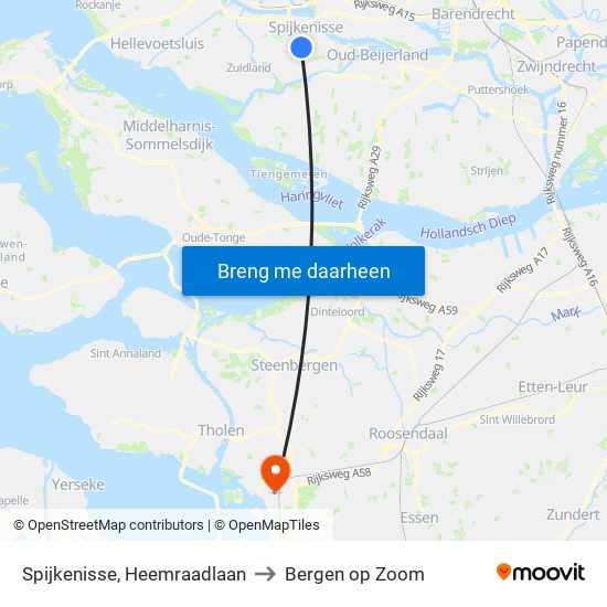 Spijkenisse, Heemraadlaan to Bergen op Zoom map