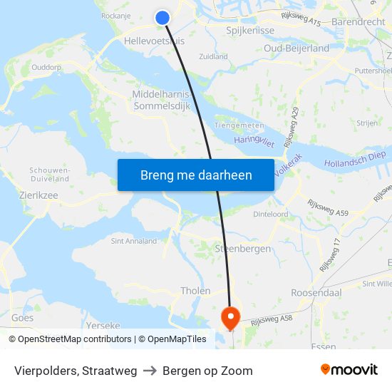 Vierpolders, Straatweg to Bergen op Zoom map