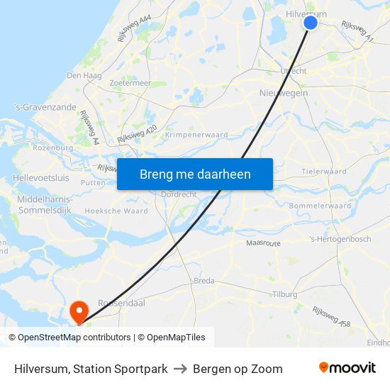 Hilversum, Station Sportpark to Bergen op Zoom map