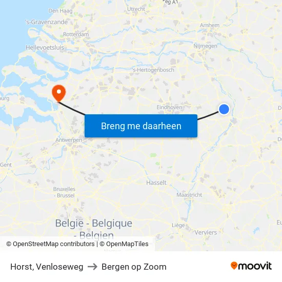 Horst, Venloseweg to Bergen op Zoom map