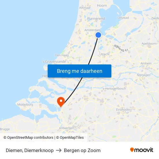 Diemen, Diemerknoop to Bergen op Zoom map