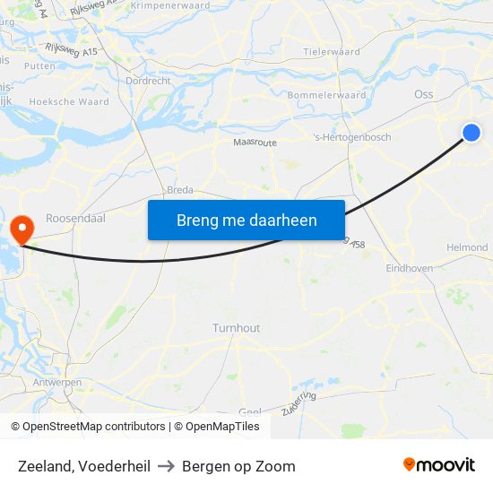 Zeeland, Voederheil to Bergen op Zoom map