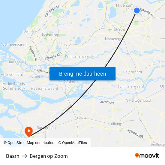 Baarn to Bergen op Zoom map