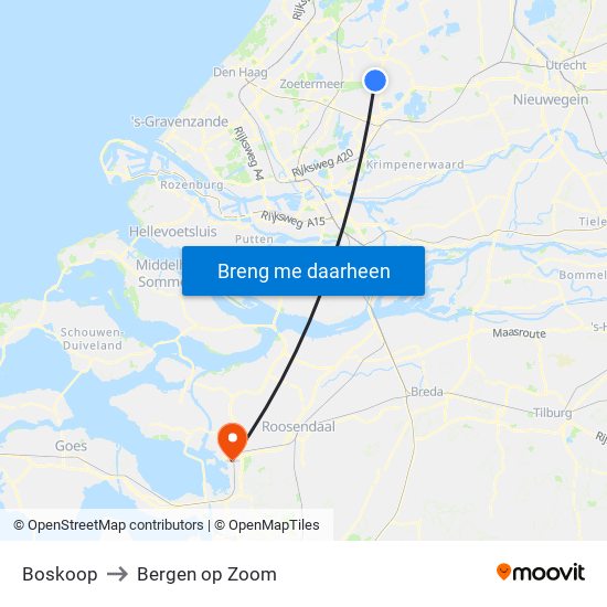 Boskoop to Bergen op Zoom map