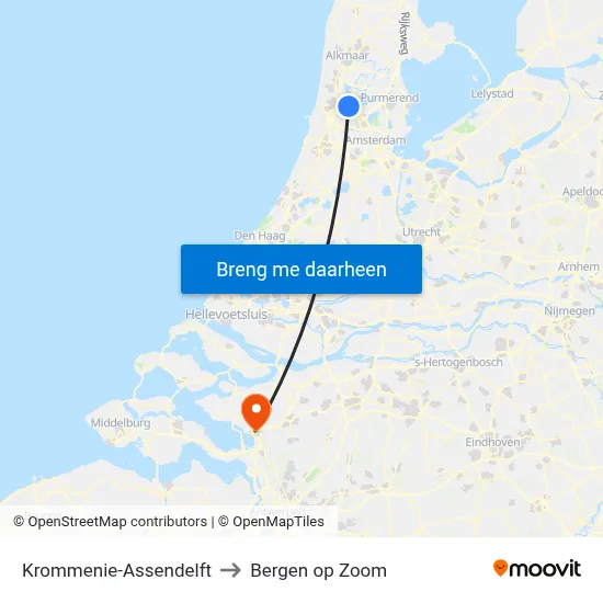 Krommenie-Assendelft to Bergen op Zoom map