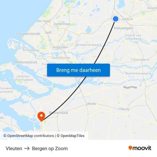 Vleuten to Bergen op Zoom map