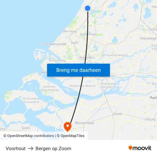 Voorhout to Bergen op Zoom map