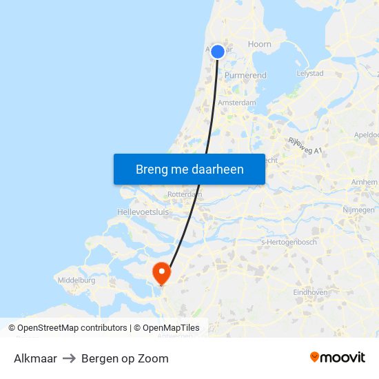 Alkmaar to Bergen op Zoom map