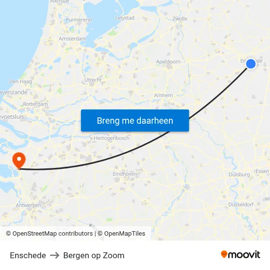 Enschede to Bergen op Zoom map
