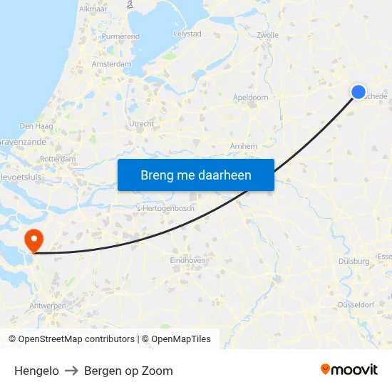Hengelo to Bergen op Zoom map
